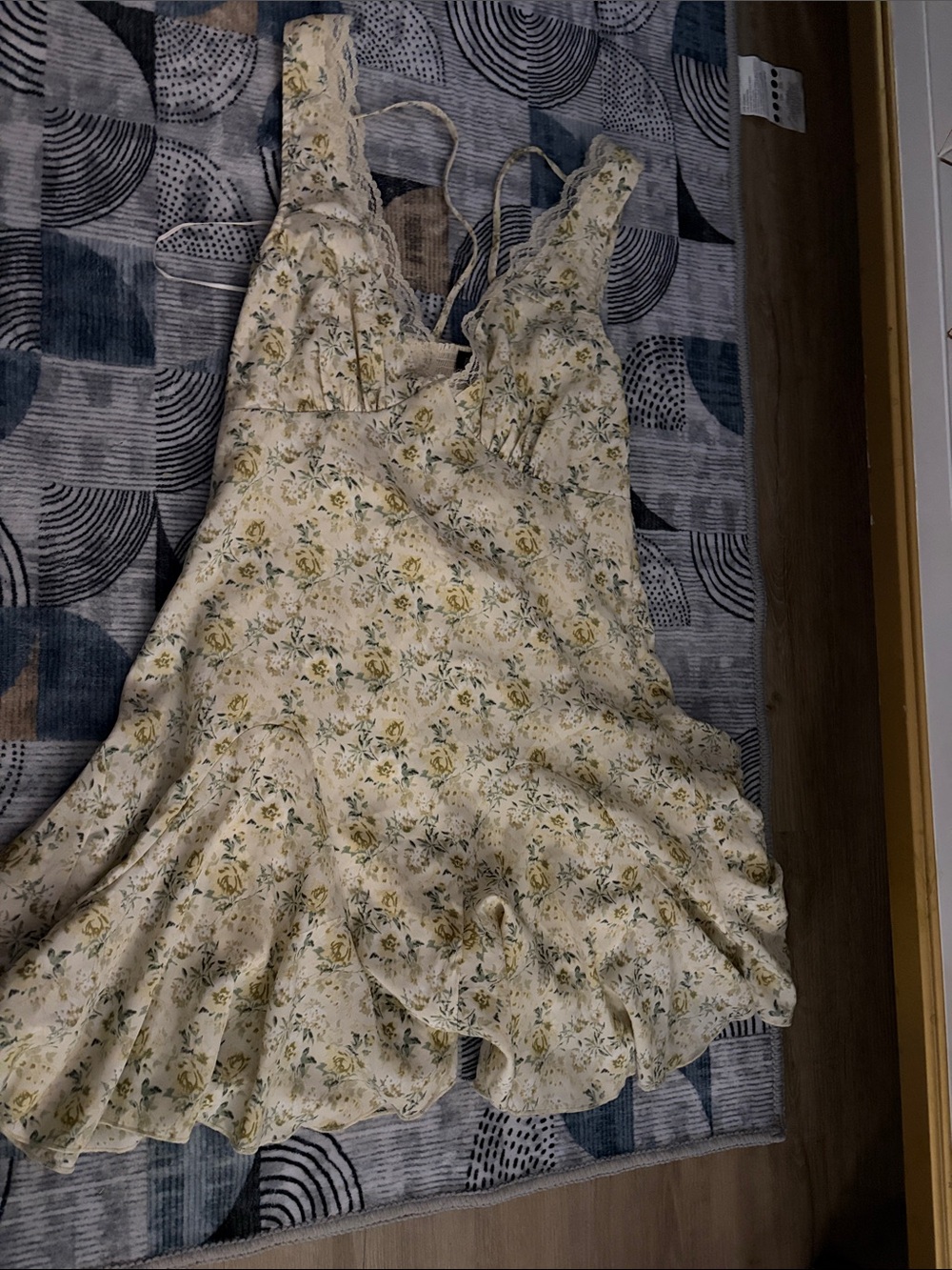 Women's Floral Sundress - Cream with Yellow Rose Print